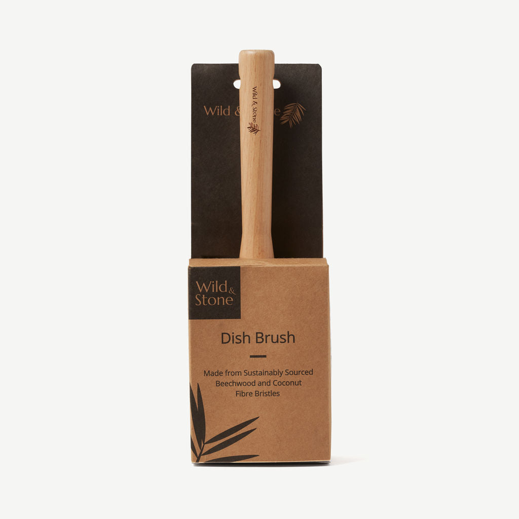 Front view of Coconut Fibre Dish Brush in packaging.