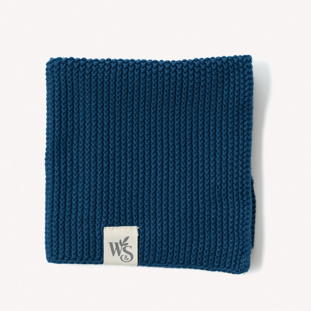 Navy Knitted Organic Cotton Dishcloth