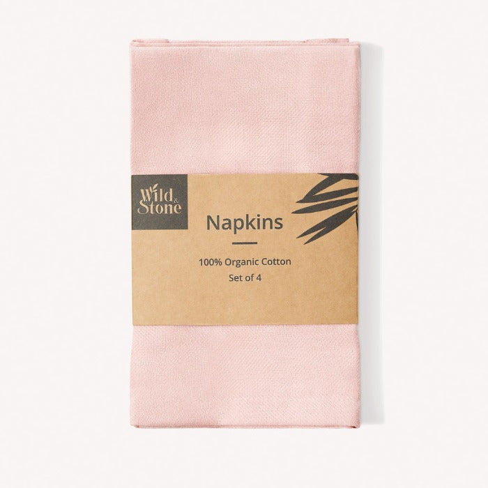 Pink Organic Cotton Napkins - Set of 4