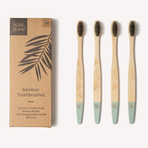 Adult Bamboo Toothbrush - 4 Pack - Medium Bristles