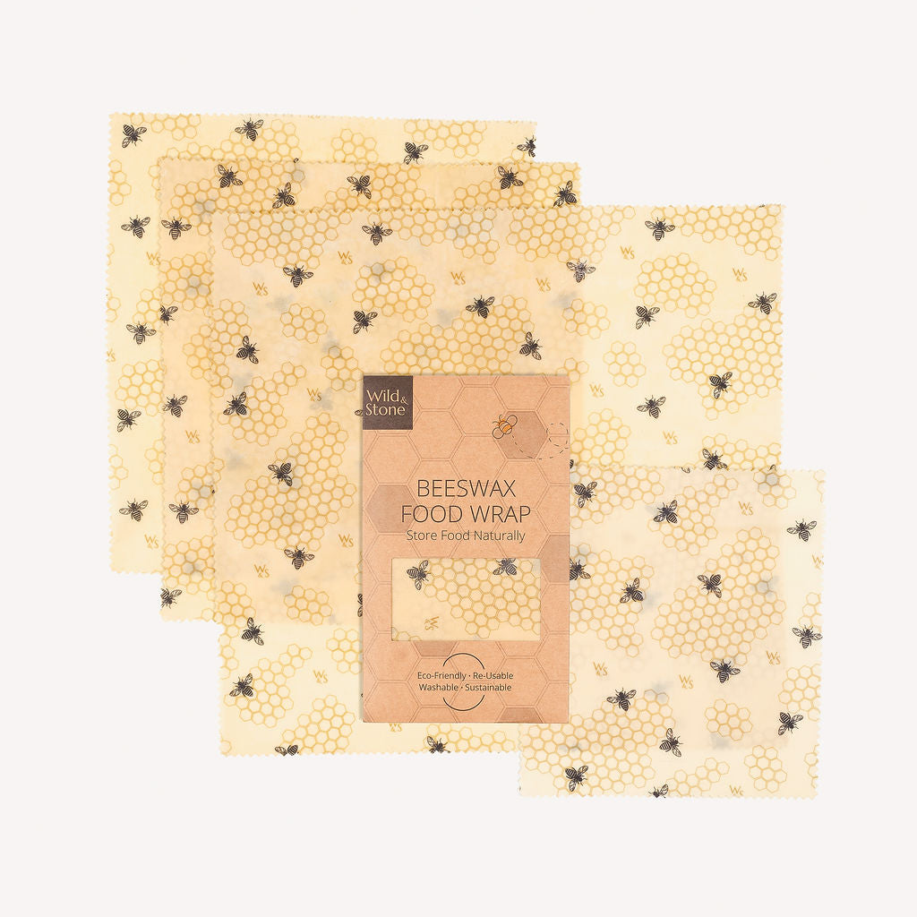 Beeswax Food Wraps - Honeycomb - 4 Pack (1x Small, 2x Medium, 1x Large)