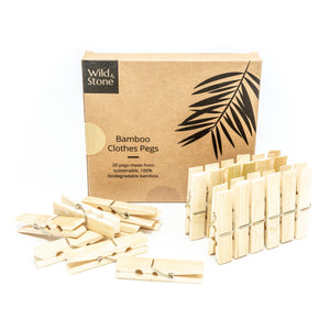 Bamboo Clothes Pegs - Biodegradable & Vegan - 20 Pack