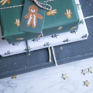 White Christmas Tree Wrapping Paper & Matching Tags - 50cm x 70cm - 5 Sheets