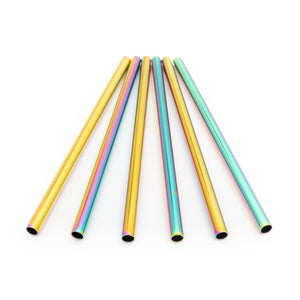 Reusable Steel Cocktail Straws - Rainbow - 6 Pack