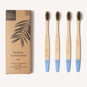 Adult Bamboo Toothbrush - 4 Pack - Firm Bristles