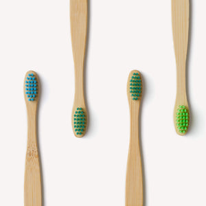 Children's Bamboo Toothbrush - 4 Pack - Aqua Colour