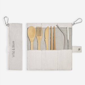 Reusable Bamboo Picnic Cutlery Set - 8 Piece