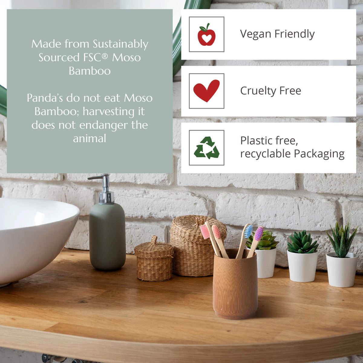 Children's Bamboo Toothbrush - 4 Pack - Multi-Colour