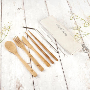 Reusable Bamboo Picnic Cutlery Set - 8 Piece