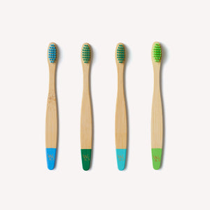 Children's Bamboo Toothbrush - 4 Pack - Aqua Colour