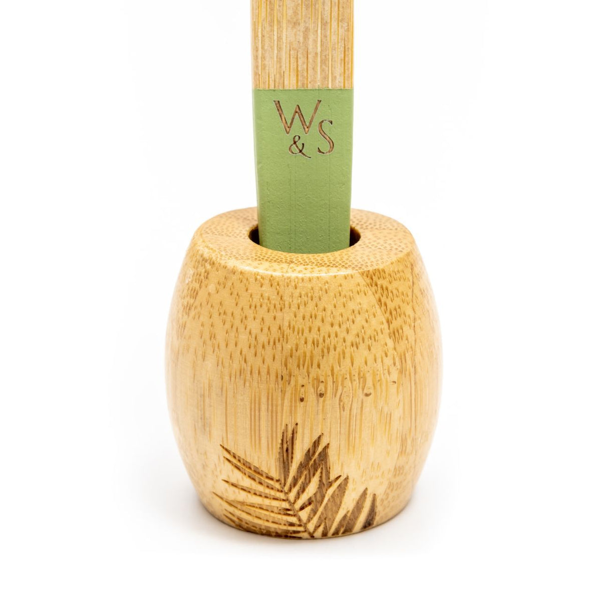 Close up of our Bamboo Toothbrush Stand.