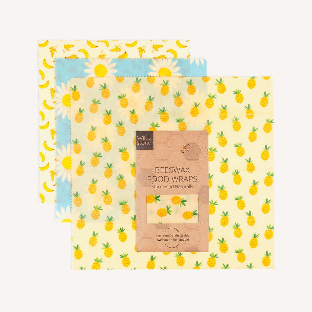 Beeswax Food Wraps - Fruit - 3 Pack (2x Medium, 1x Large)