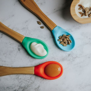 Baby Bamboo Weaning Spoons - Set of 3 - Blue, Green & Orange