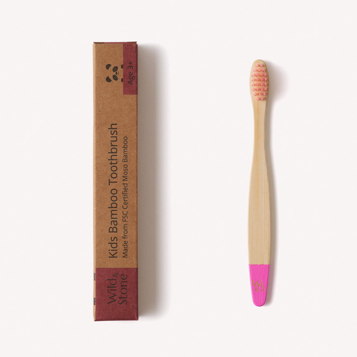 pink Children's Bamboo Toothbrush.