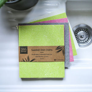 Eco Friendly Kitchen Dish Cloths in Green Herbs Pattern – rockflowerpaper  LLC