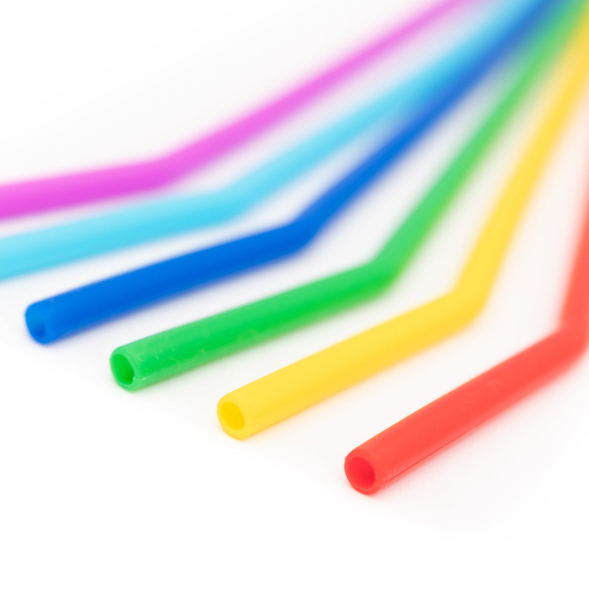 close up of multicoloured Reusable Silicone Drinking Straws 