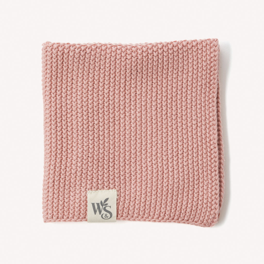 Pink knitted Organic Cotton Dishcloth