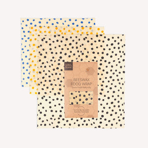 Beeswax Food Wraps - Dalmatian - 3 Pack (2x Medium, 1x Large)