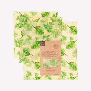 Beeswax Food Wraps - Botanical - 3 Pack (2x Medium, 1x Large)