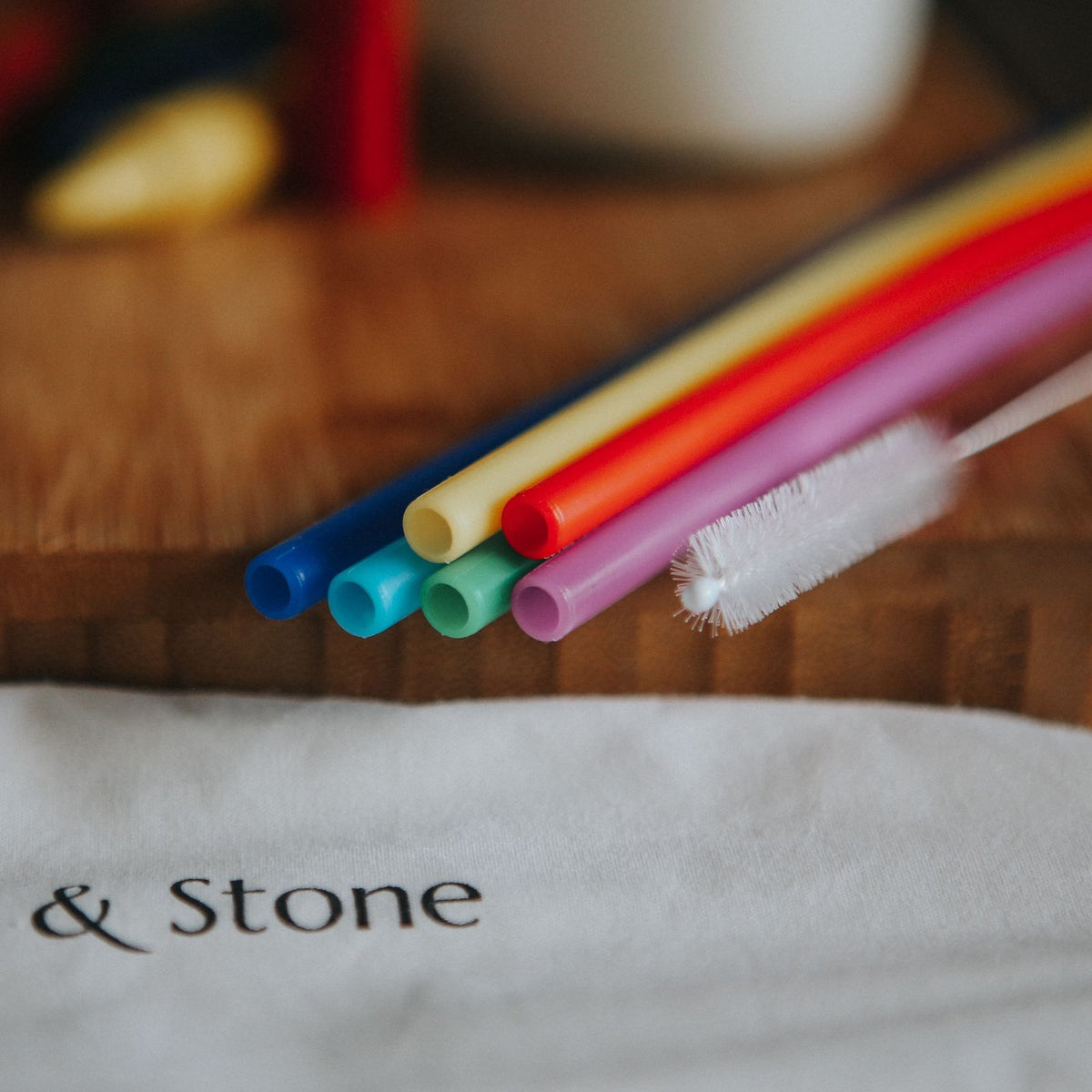 Reusable Silicone Drinking Straws close up